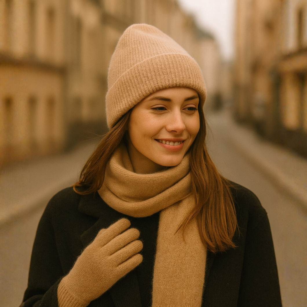 ISLA-setti on kuin lämmin halaus: laadukas sekoitus viskoosia, angoraa ja villaa, joka tuntuu ylelliseltä mutta sopii jokaiseen arkipäivään. Pehmeä, lämmin ja viimeisen päälle tyylikäs.
Huivin rento pituus, täydellisesti istuva pipo ja mukavat käsineet tekevät tästä setistä luottokumppanin kylmään kauteen.