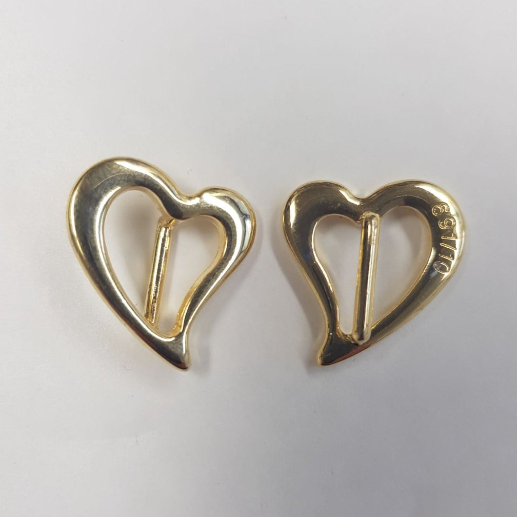      Metallinen pieni kulta sydänsolki 10mm nauhalle     Leveys / korkeus 2 cm